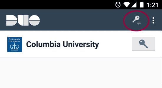 Add Account button in Duo App