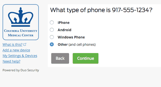 Other device option on enrollment form.