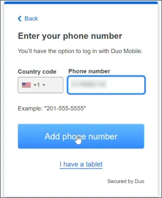 Prompt for phone number 