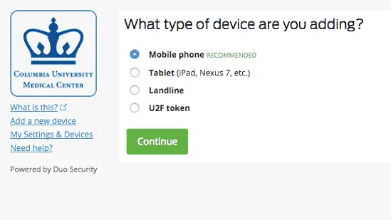 Option to select Mobile phone